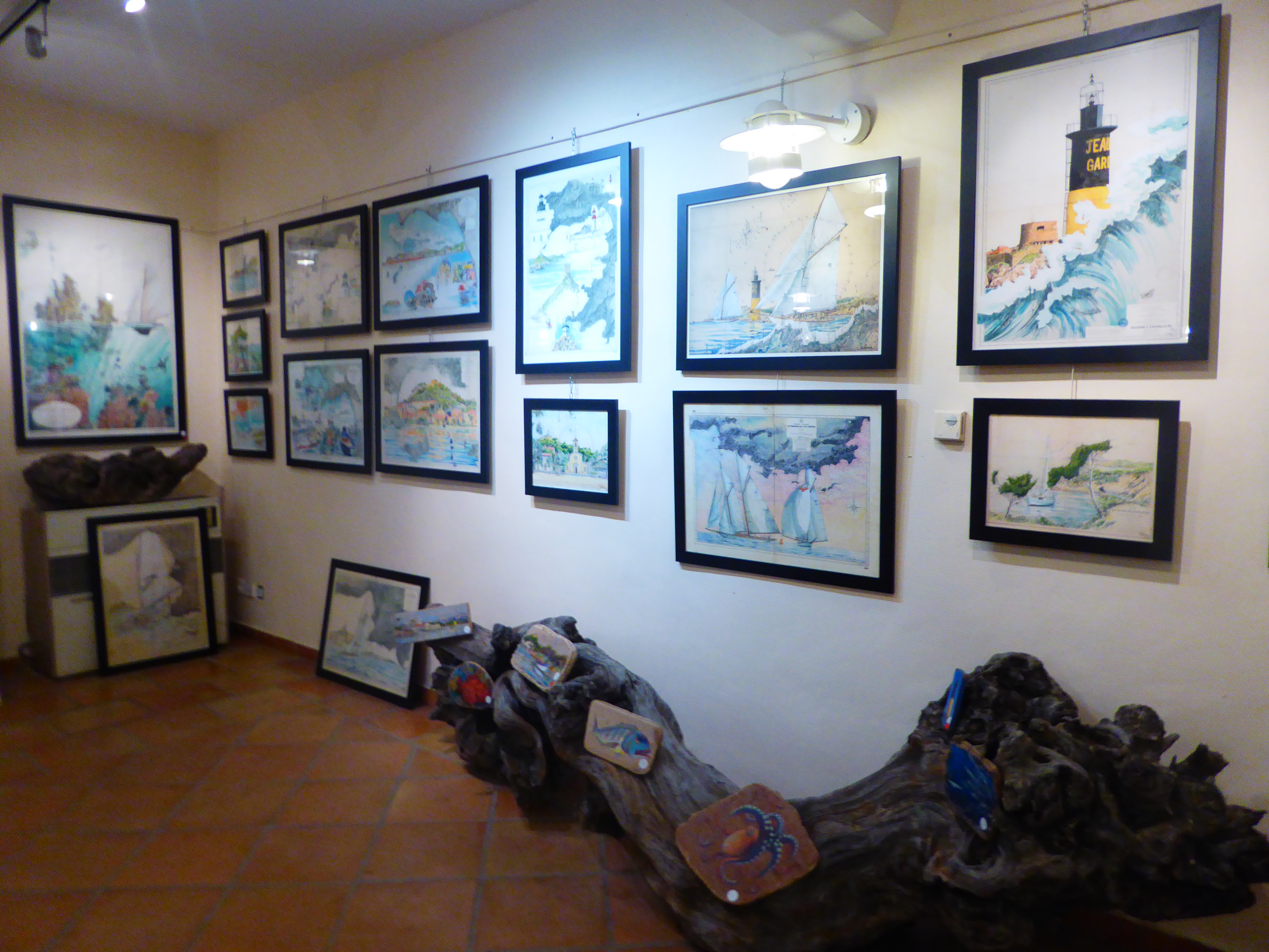 Expositions aquarelles sur cartes marines - Sabine Chautard