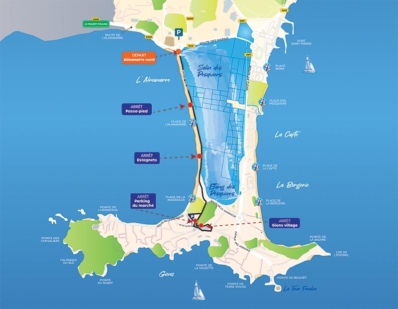 Carte petit train Hyères - Petit Train de la presqu'île