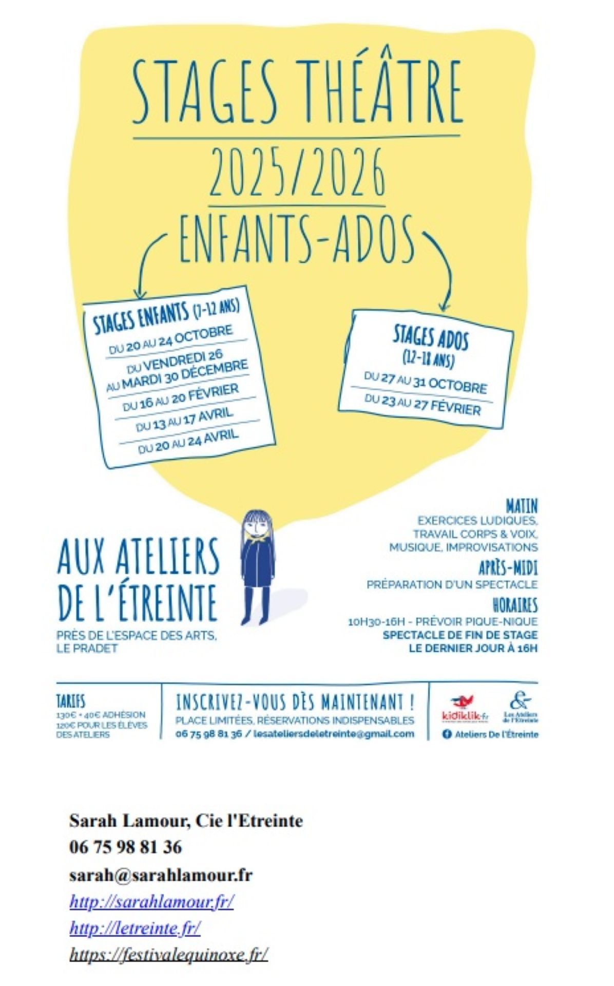 Ateliers - stages de théâtre enfants / ados - La compagnie de l'Etreinte_Le Pradet - Ateliers de l'étreinte