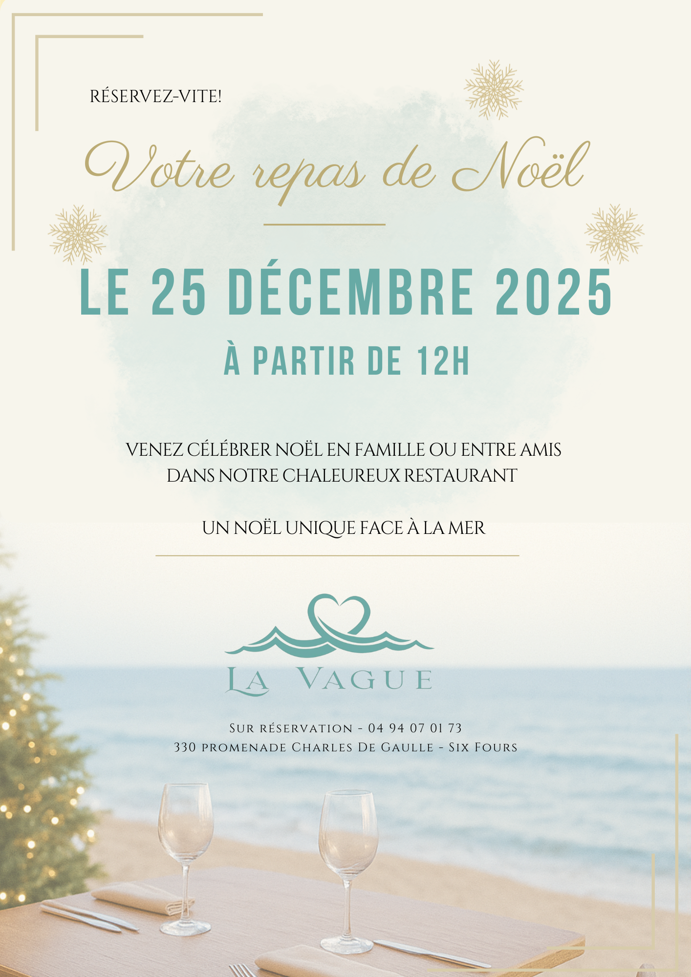 Noël 2025 au restaurant La Vague - DR La vague