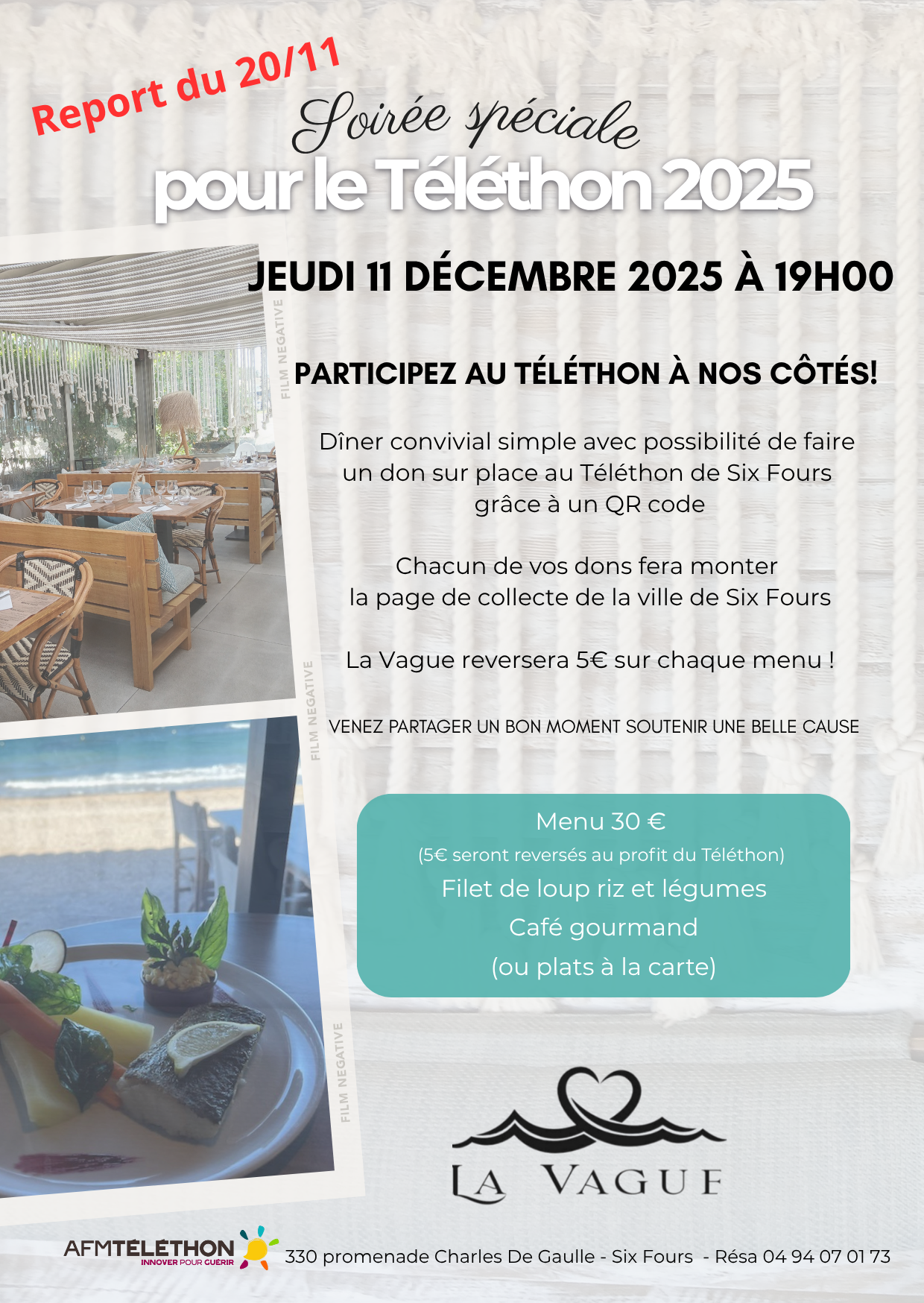 Téléthon 2025 au restaurant La Vague - DR La vague