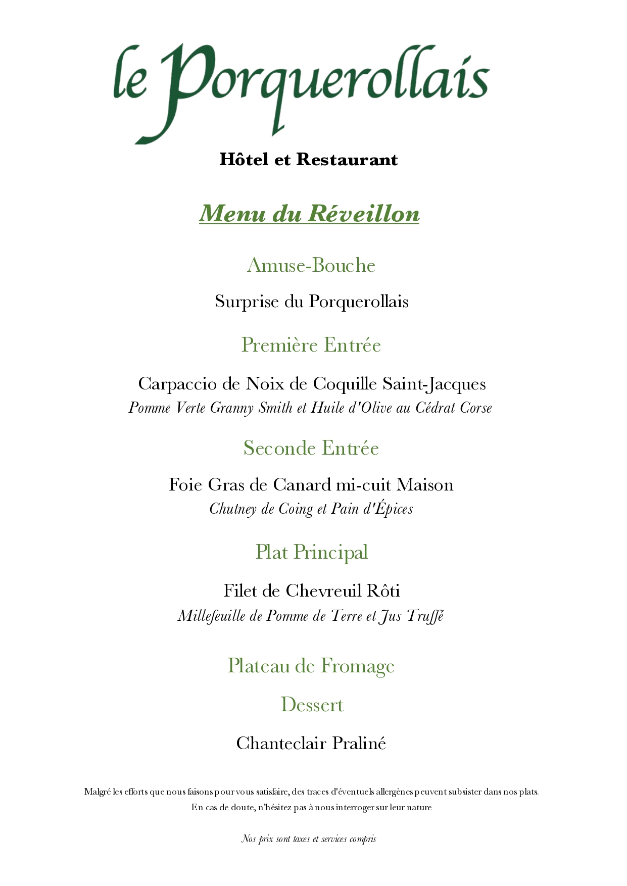 Dîner du 31 décembre 2025 au Porquerollais_Hyères - le porquerollais