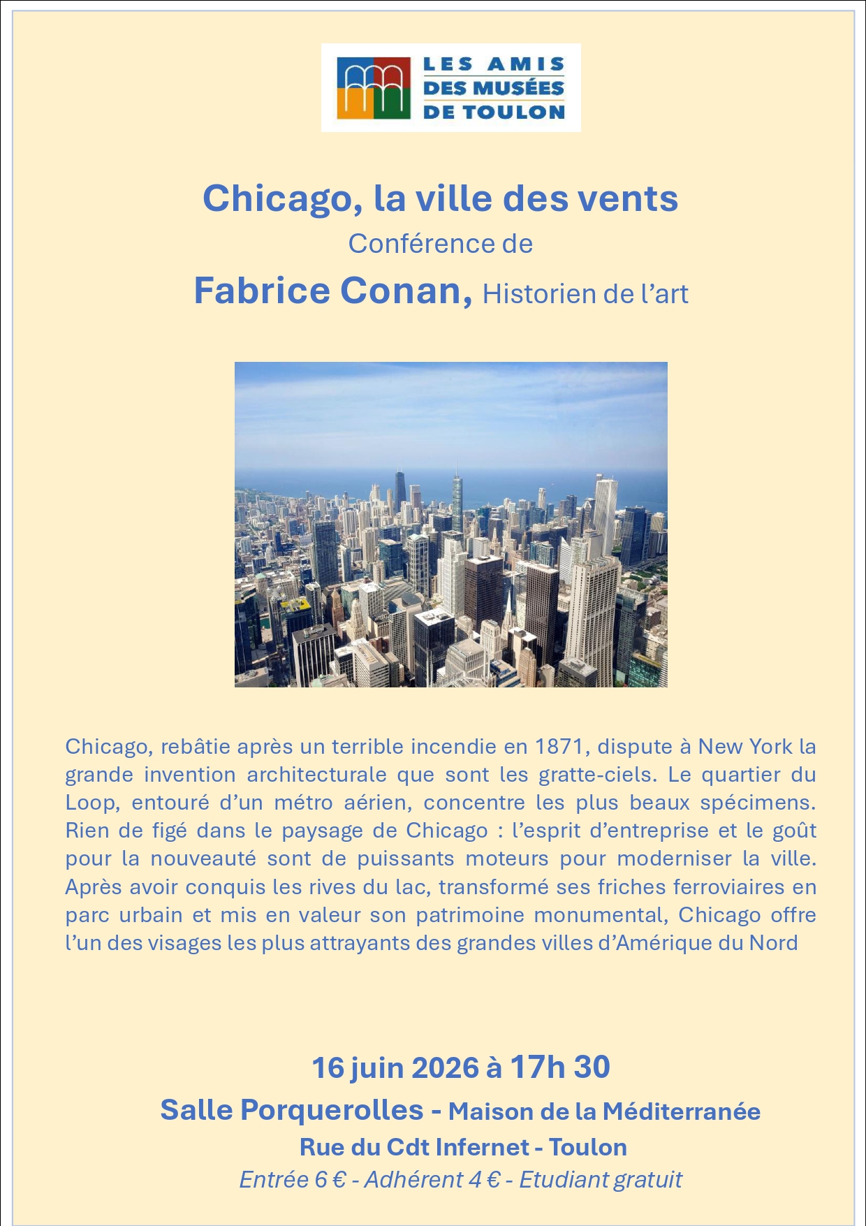 flyer conf Chicago_page-0001 - DR / Association pour les Musées de Toulon