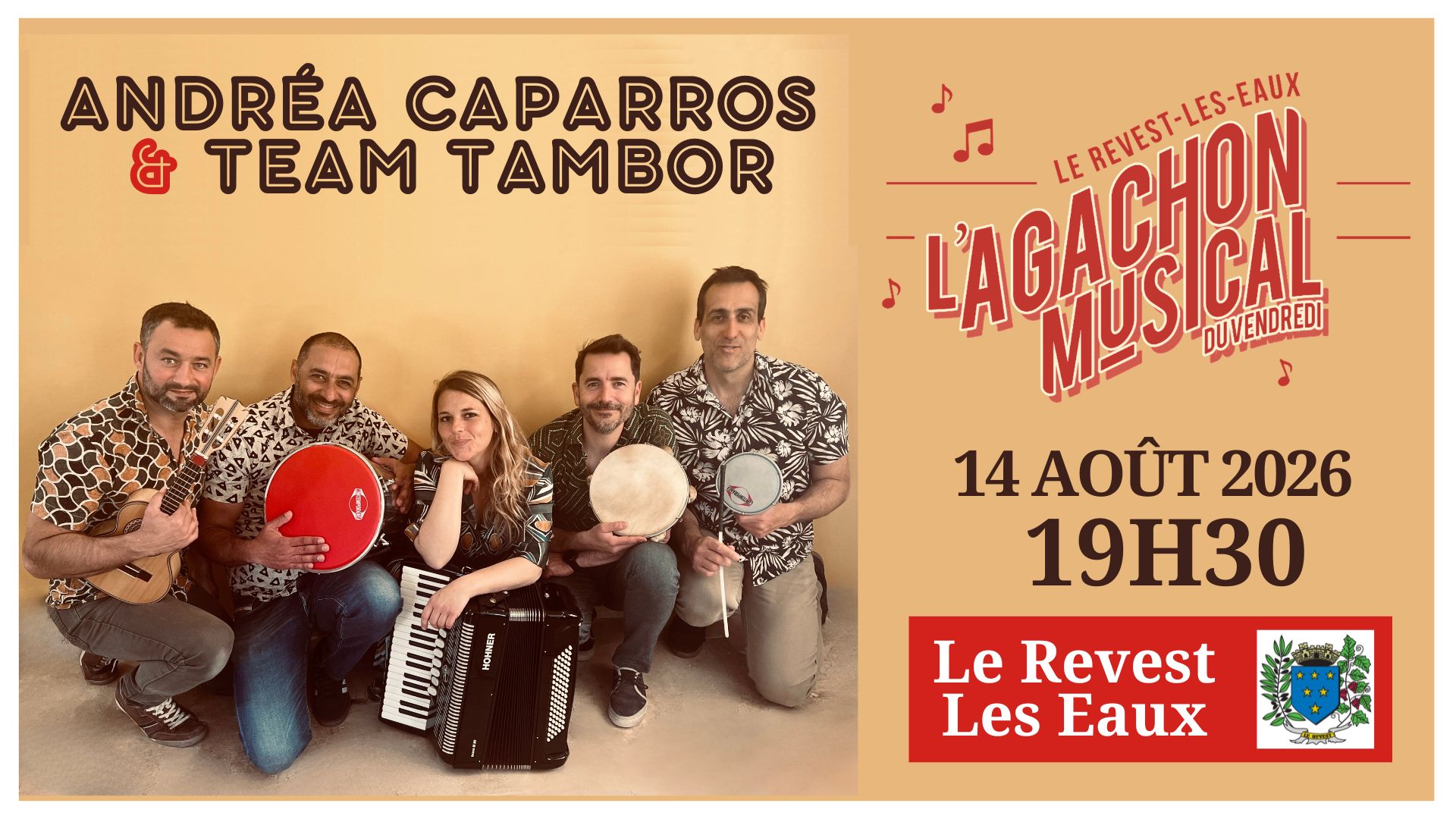 Concert - Andréa Caparros & Team Tambor - L'Agachon musical du vendredi_Le Revest-les-Eaux - DR / Ville du Revest les Eaux