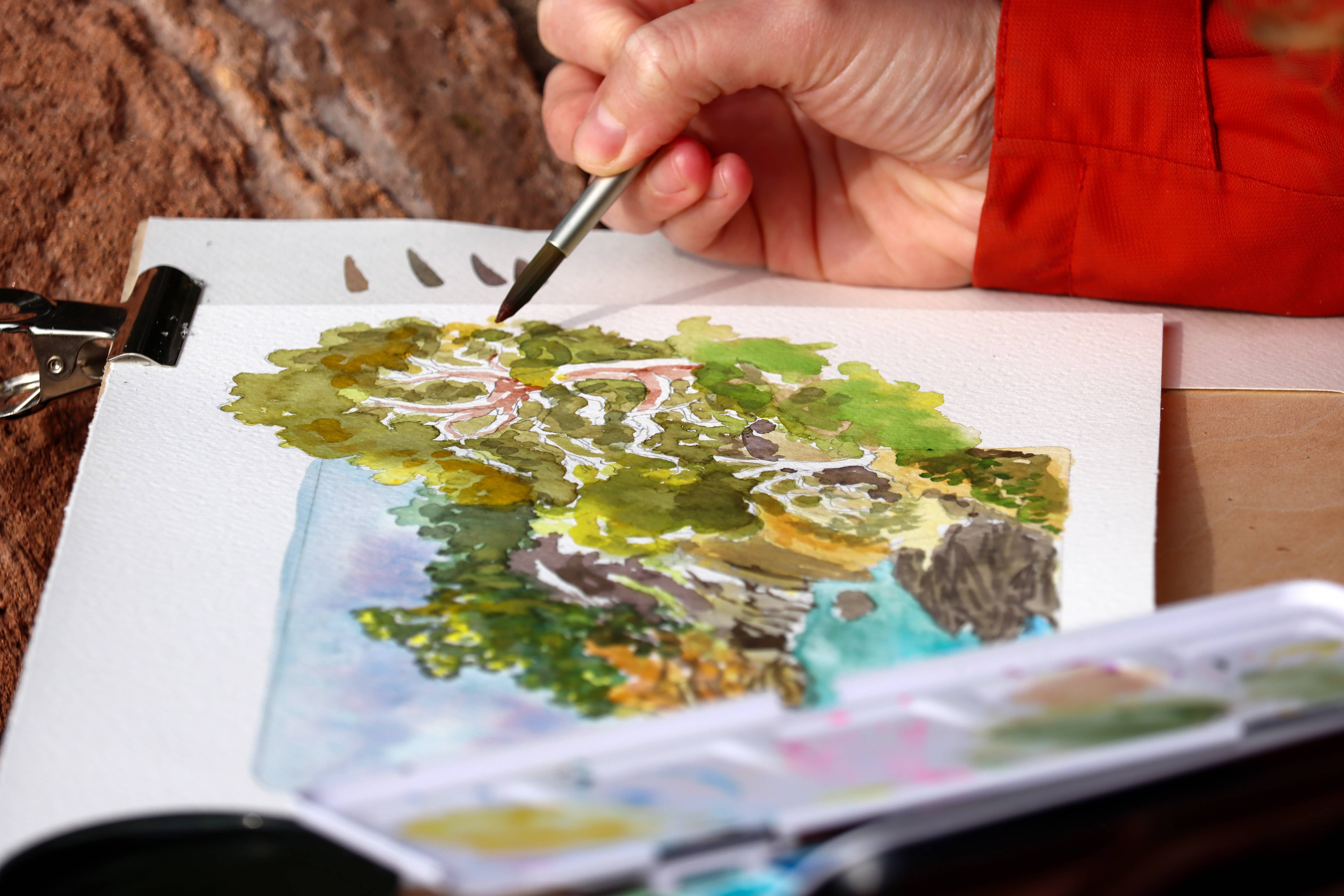 Carnet de voyage à l'aquarelle au Musée du Niel_Hyères - claire-feuardant