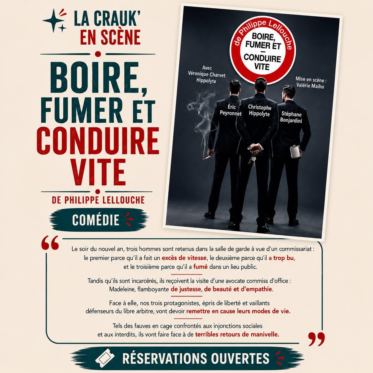 Festival théâtre dans les vignes : Boire, fumer et conduire vite_La Crau - ccsc