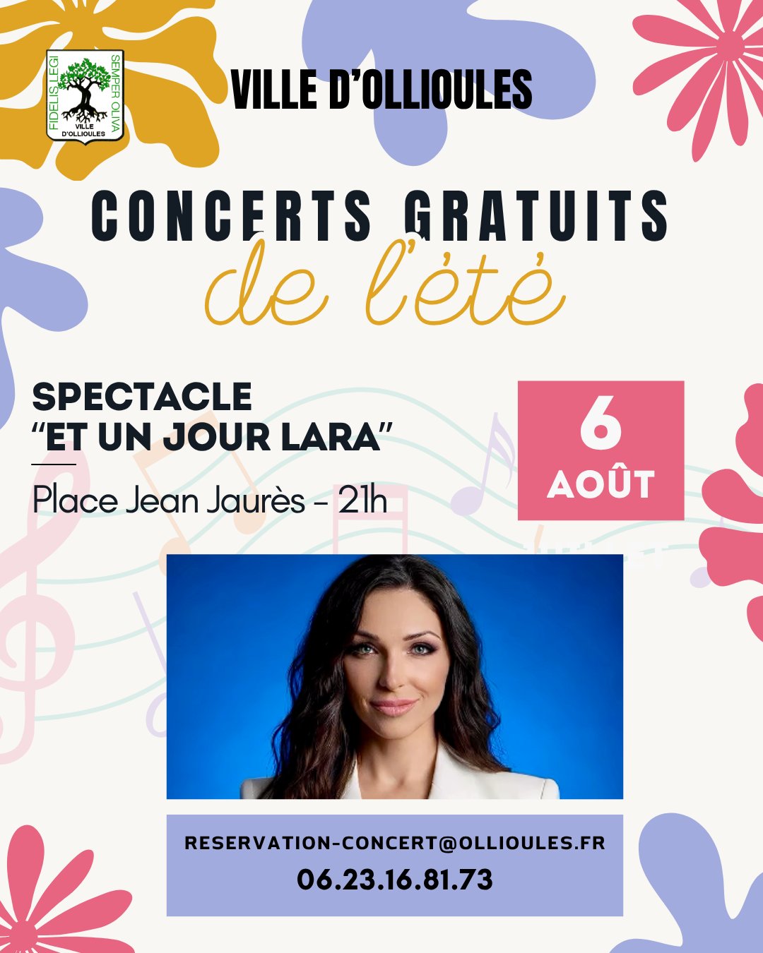 Les concerts de l'été : spectacle de variété "Et un jour Lara"_Ollioules - DR Mairie d'Ollioules