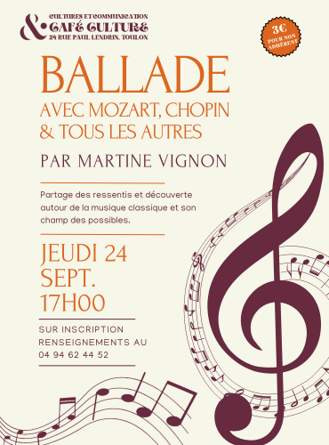 Conférence musicale - Balade avec Mozart, Chopin et tous les autres_Toulon - DR / Association Cultures et Communication