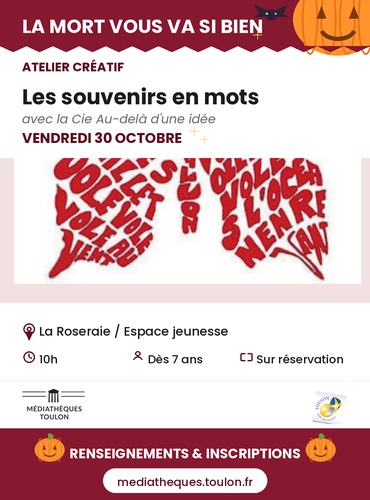 Jeune public - Atelier créatif Au-delà d'une idée "Les souvenirs en calligramme"_Toulon - DR / Médiathèques de Toulon