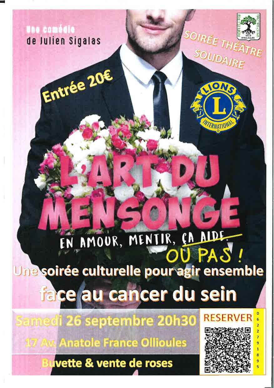 Soirée spectacle solidaire "L'Art du Mensonge, en amour, mentir, ça aide ou Pas" - DR Mairie d'Ollioules