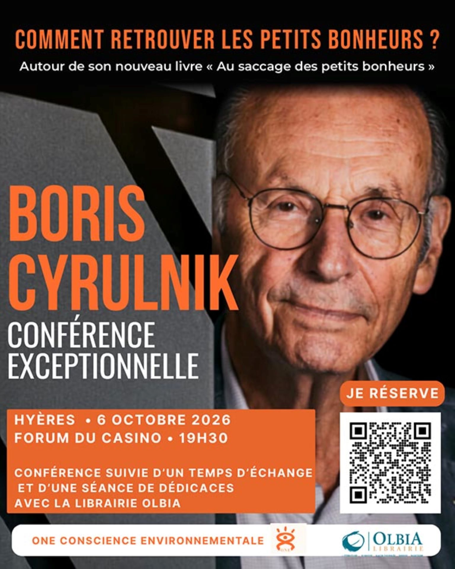 Boris Cyrulnik : comment retrouver les petits bonheurs ?_Hyères - Librairie Olbia